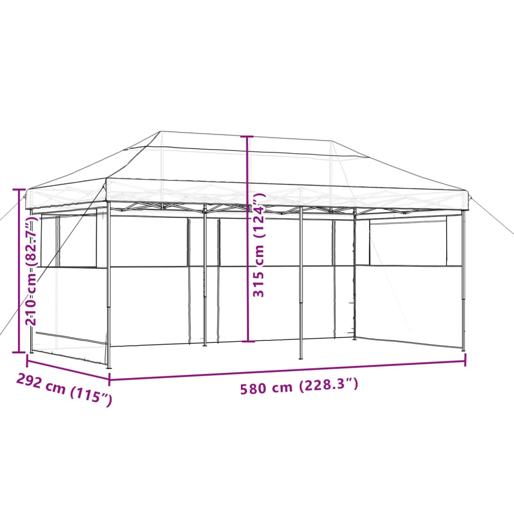 Foldable Party Tent Pop-Up with 3 Sidewalls Taupe