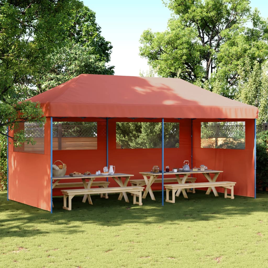 Foldable Party Tent Pop-Up with 3 Sidewalls Terracotta