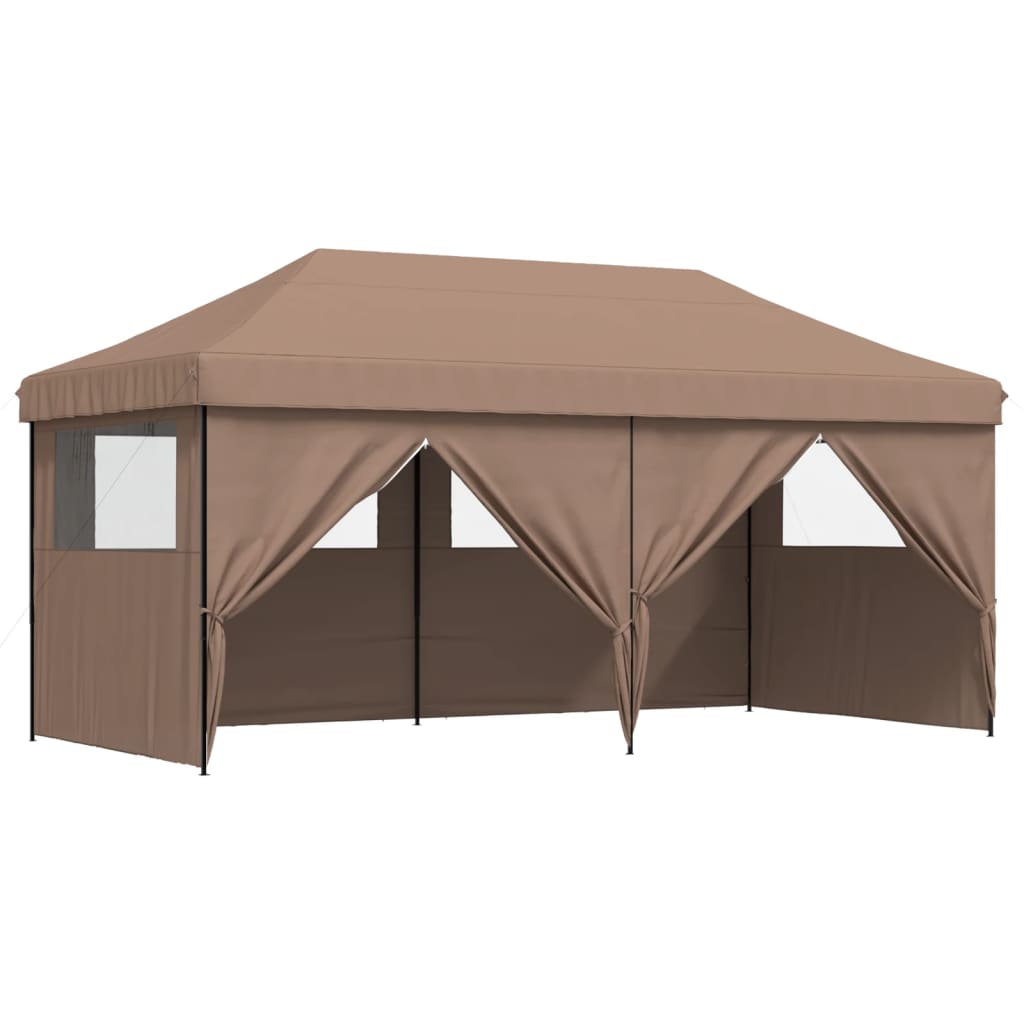 Foldable Party Tent Pop-Up with 4 Sidewalls Brown