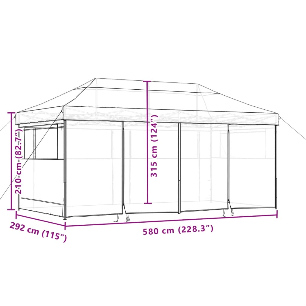 Foldable Party Tent Pop-Up with 4 Sidewalls Brown