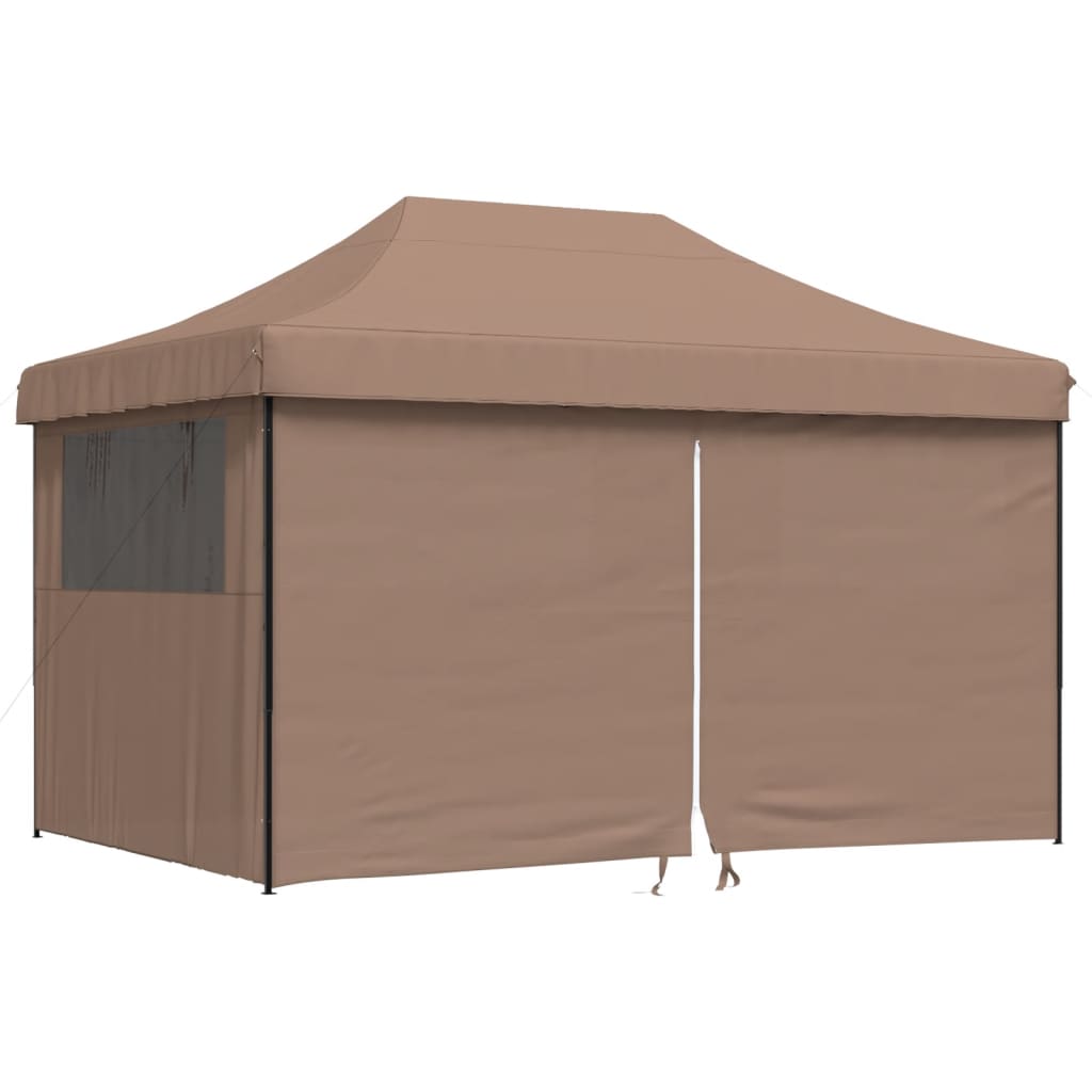 Foldable Party Tent Pop-Up with 4 Sidewalls Brown