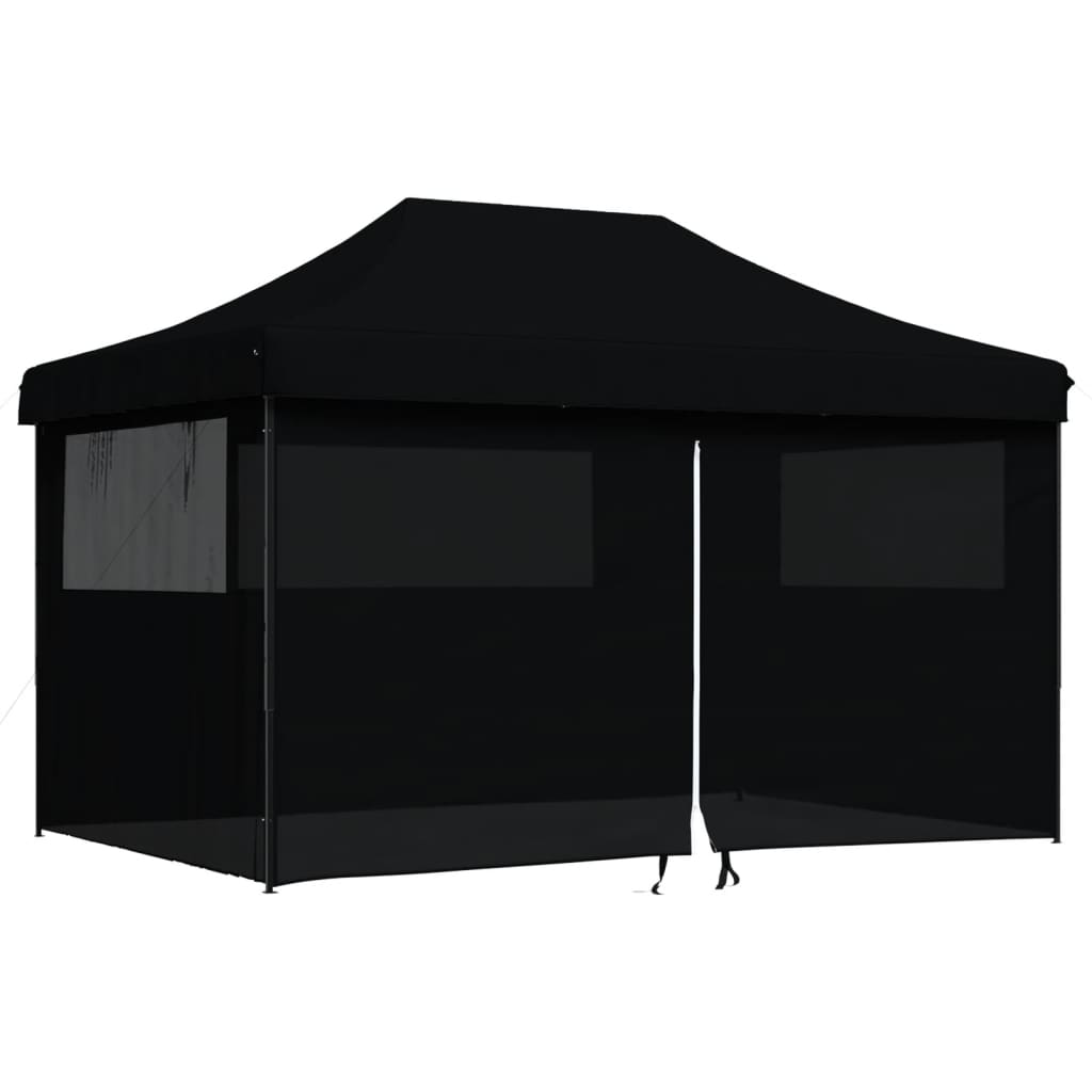 Foldable Party Tent Pop-Up with 4 Sidewalls Black