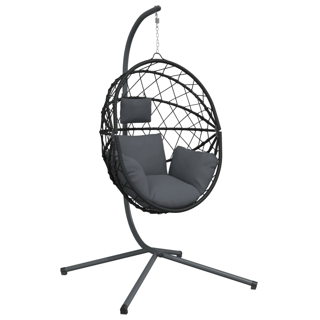 Hanging Egg Chair with Stand Anthracite Rattan and Steel