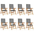 Reclining Garden Chairs 8 pcs Black Poly Rattan and Solid Wood