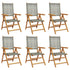 Reclining Garden Chairs 6 pcs Grey Poly Rattan and Solid Wood