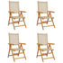 Reclining Garden Chairs 4 pcs Beige Poly Rattan and Solid Wood