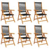 Reclining Garden Chairs 6 pcs Black Solid Wood Acacia