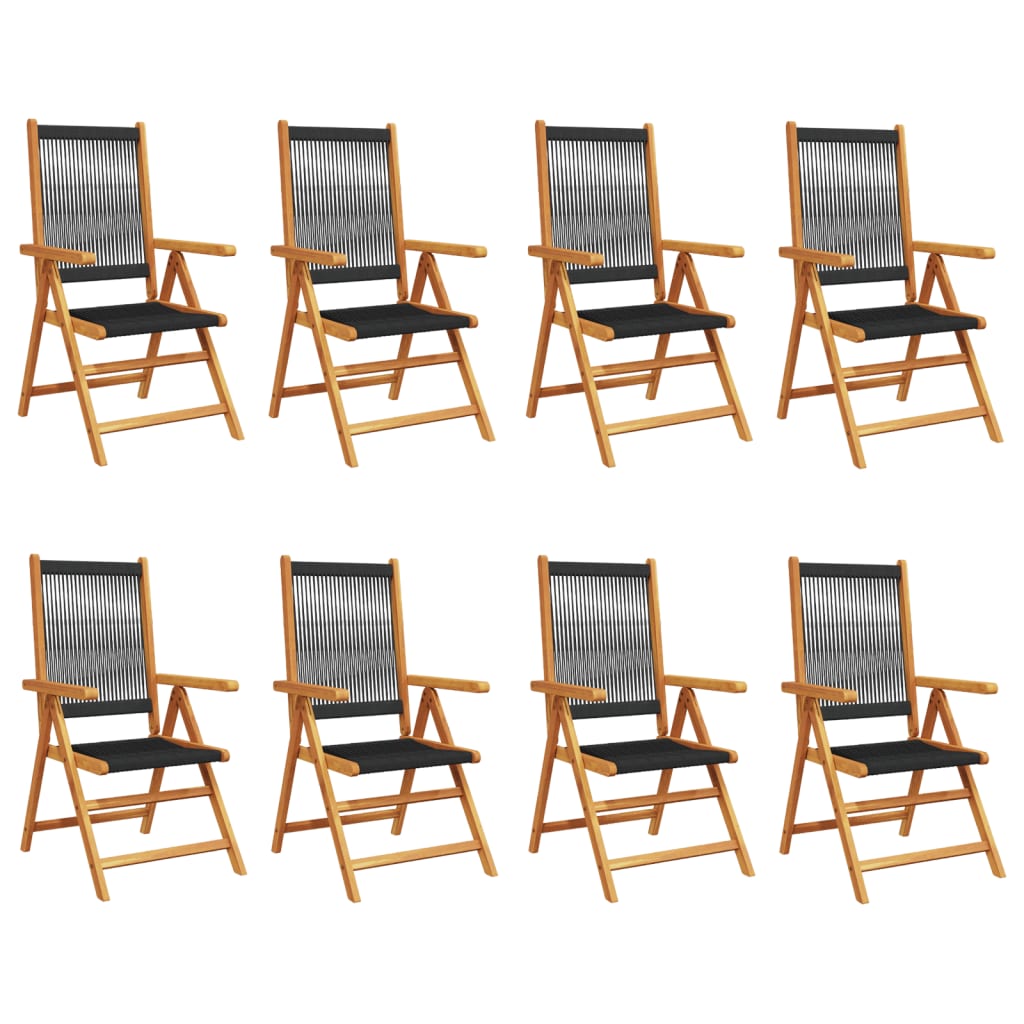 Reclining Garden Chairs 8 pcs Black Solid Wood Acacia