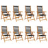 Reclining Garden Chairs 8 pcs Black Solid Wood Acacia