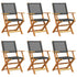 Folding Garden Chairs 6 pcs Black Poly Rattan and Solid Wood