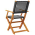 Folding Garden Chairs 6 pcs Black Poly Rattan and Solid Wood