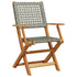 Folding Garden Chairs 4 pcs Grey Poly Rattan and Solid Wood