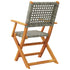 Folding Garden Chairs 4 pcs Grey Poly Rattan and Solid Wood