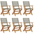 Folding Garden Chairs 6 pcs Grey Poly Rattan and Solid Wood