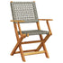 Folding Garden Chairs 8 pcs Grey Poly Rattan and Solid Wood