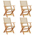 Folding Garden Chairs 4 pcs Beige Poly Rattan and Solid Wood