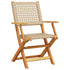 Folding Garden Chairs 4 pcs Beige Poly Rattan and Solid Wood