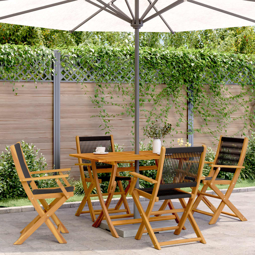 Folding Garden Chairs 4 pcs Black Solid Wood Acacia