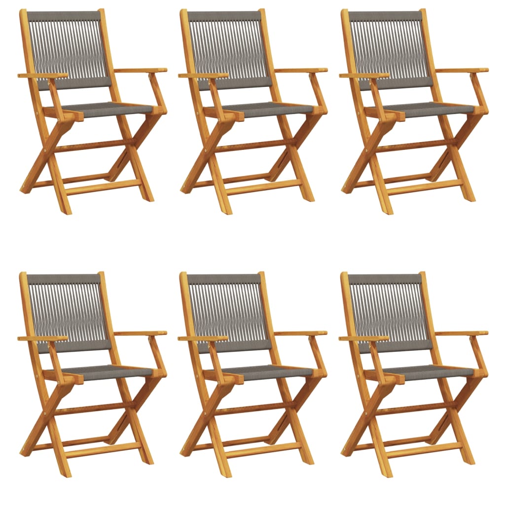 Folding Garden Chairs 6 pcs Grey Solid Wood Acacia