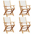 Folding Garden Chairs 4 pcs Cream White Fabric and Solid Wood