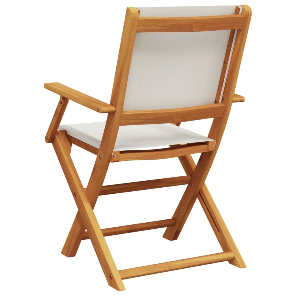 Folding Garden Chairs 4 pcs Cream White Fabric and Solid Wood