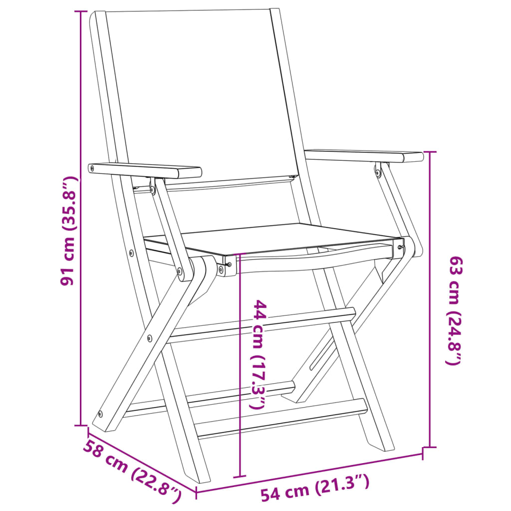 Folding Garden Chairs 8 pcs Anthracite Fabric and Solid Wood