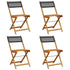 Folding Garden Chairs 4 pcs Black Poly Rattan and Solid Wood