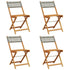 Folding Garden Chairs 4 pcs Grey Poly Rattan and Solid Wood