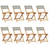 Folding Garden Chairs 8 pcs Grey Poly Rattan and Solid Wood