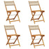 Folding Garden Chairs 4 pcs Beige Poly Rattan and Solid Wood