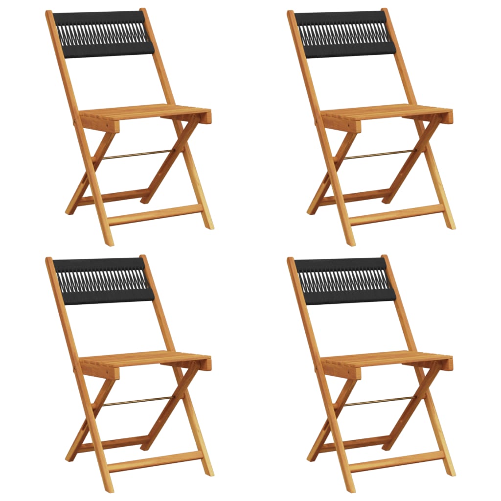 Folding Garden Chairs 4 pcs Black Solid Wood Acacia