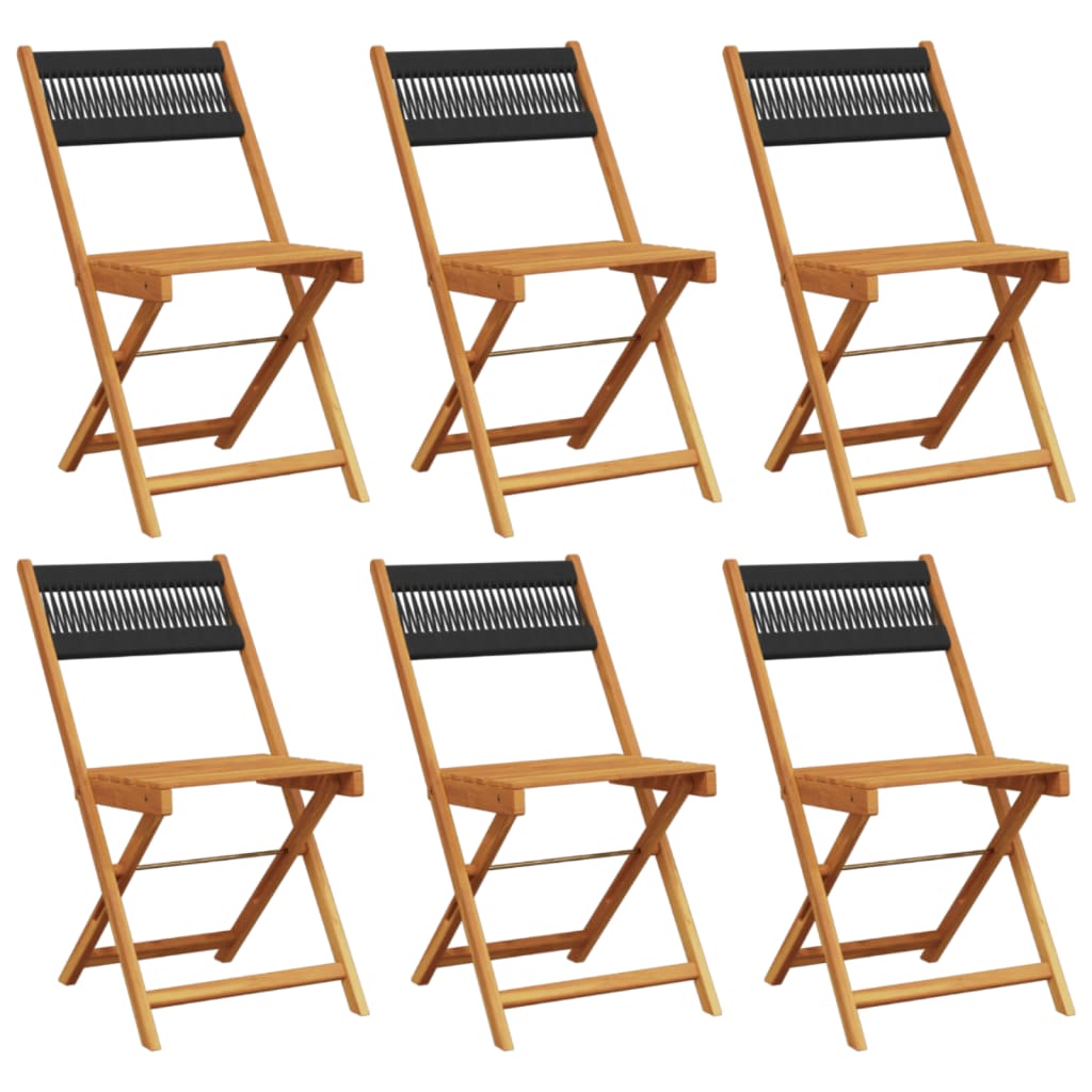 Folding Garden Chairs 6 pcs Black Solid Wood Acacia