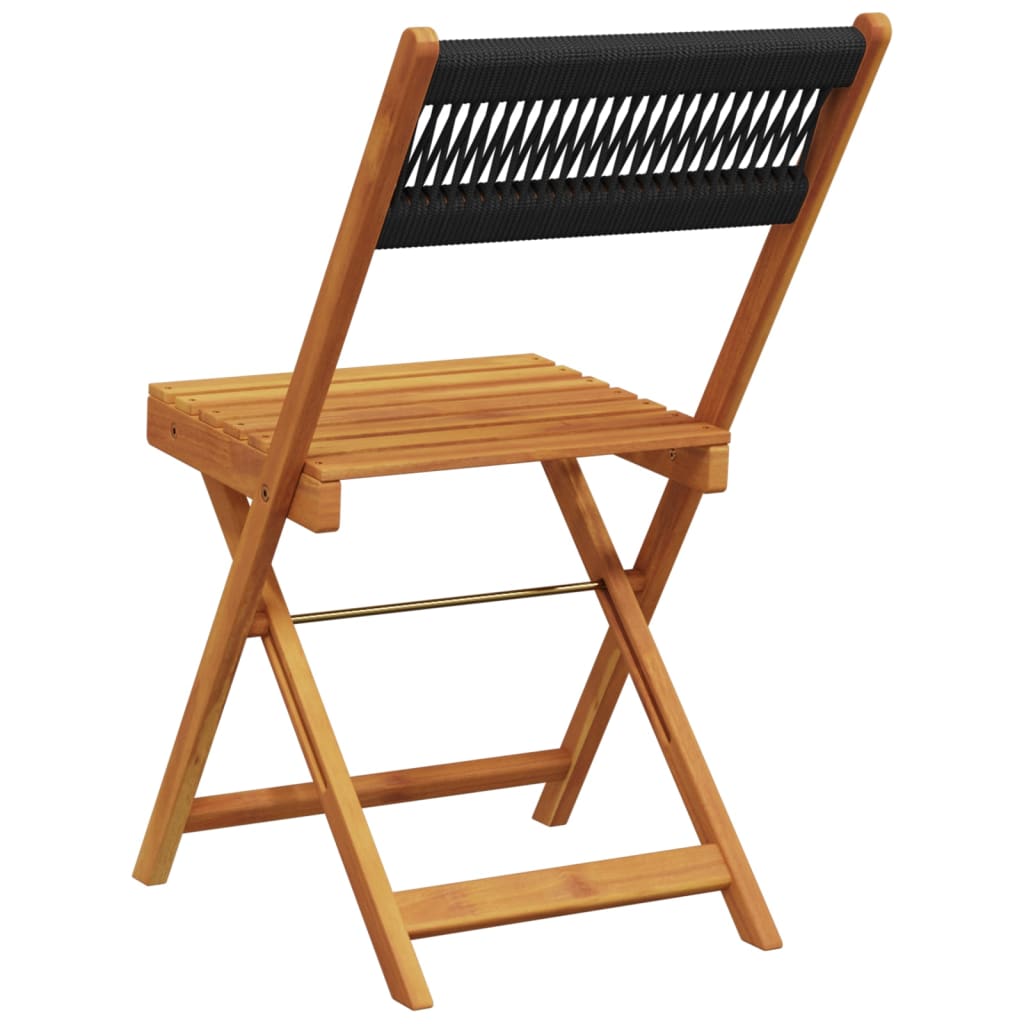 Folding Garden Chairs 6 pcs Black Solid Wood Acacia