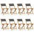 Folding Garden Chairs 8 pcs Black Solid Wood Acacia