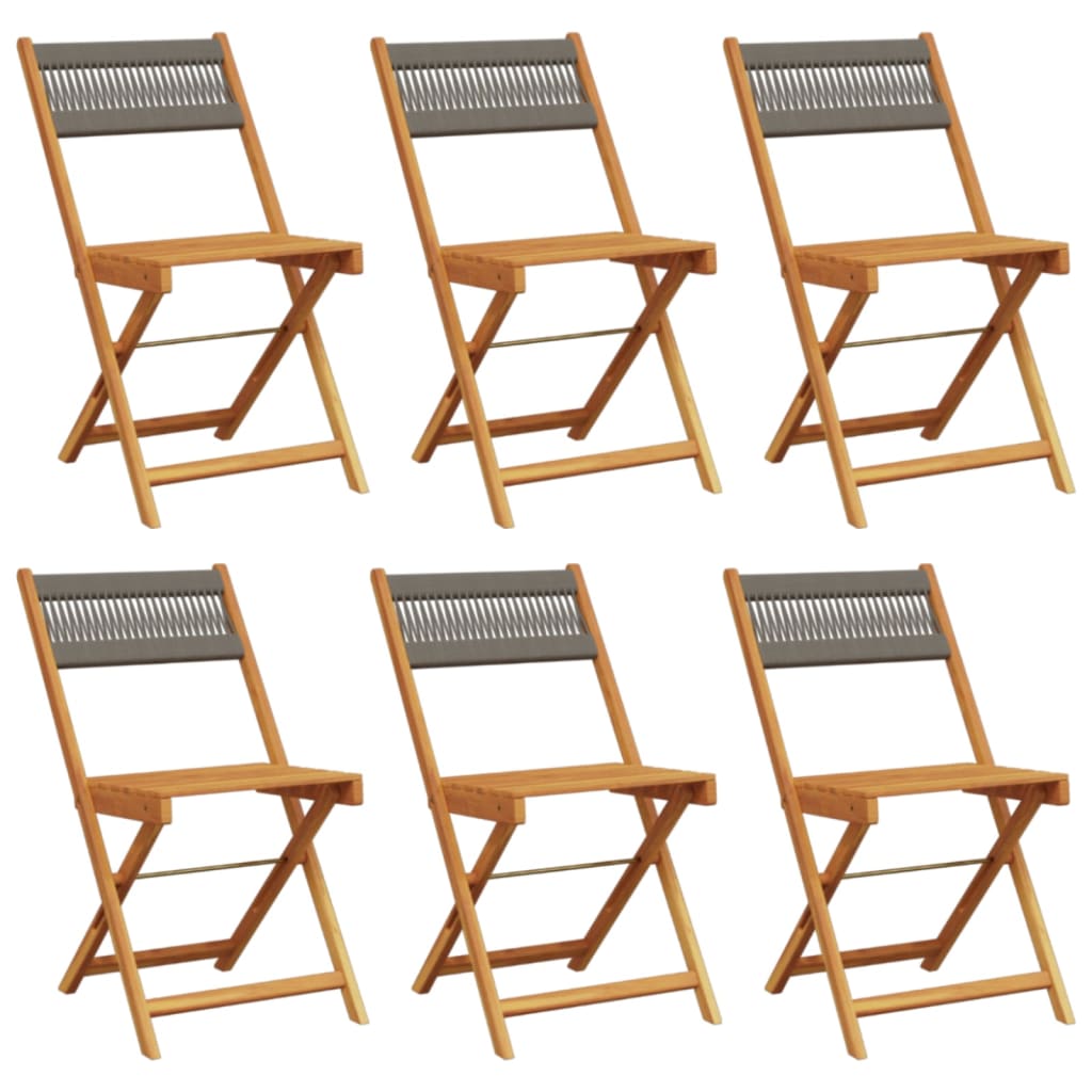 Folding Garden Chairs 6 pcs Grey Solid Wood Acacia