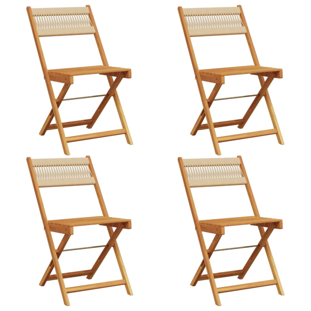 Folding Garden Chairs 4 pcs Beige Solid Wood Acacia