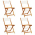 Folding Garden Chairs 4 pcs Cream White Fabric and Solid Wood