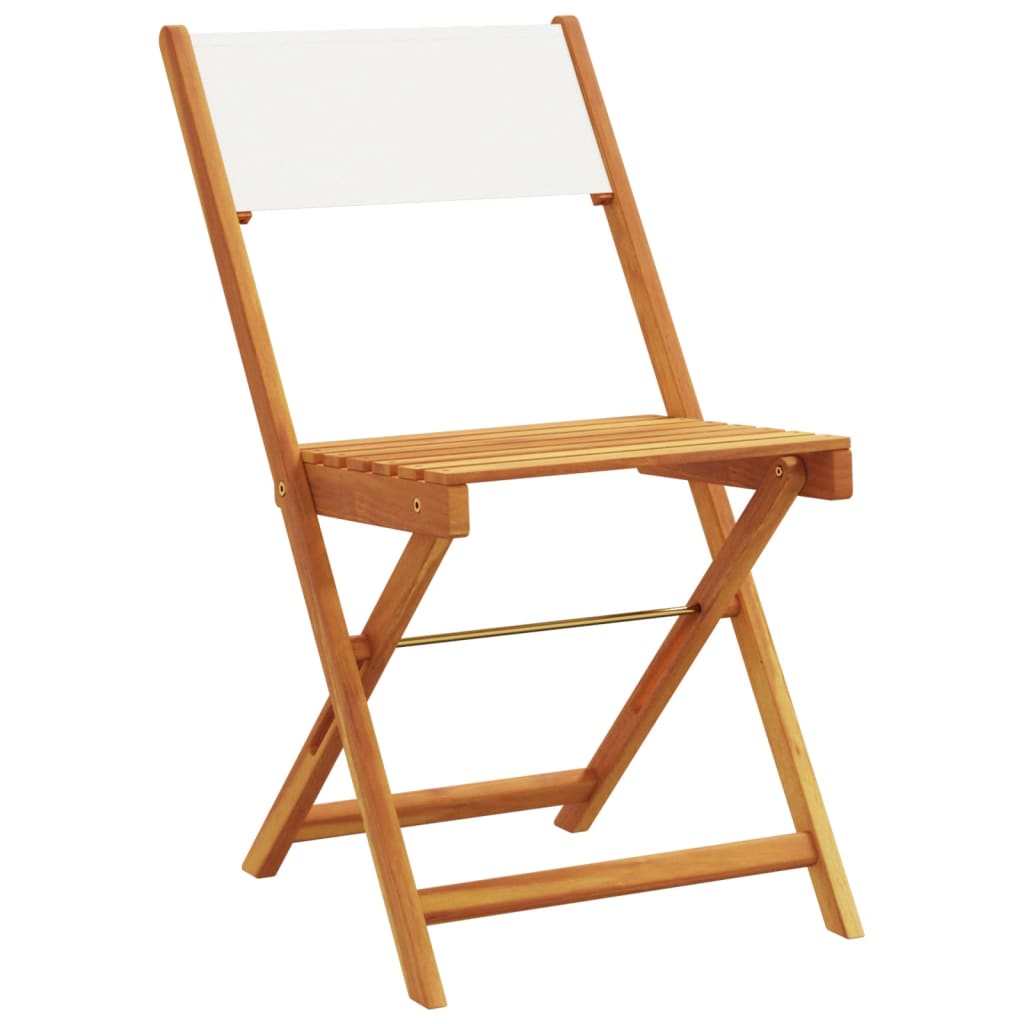 Folding Garden Chairs 4 pcs Cream White Fabric and Solid Wood