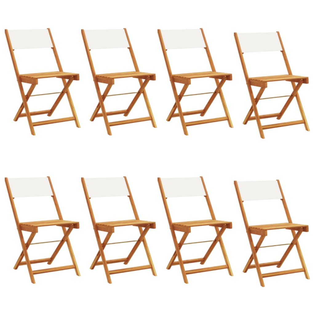 Folding Garden Chairs 8 pcs Cream White Fabric and Solid Wood