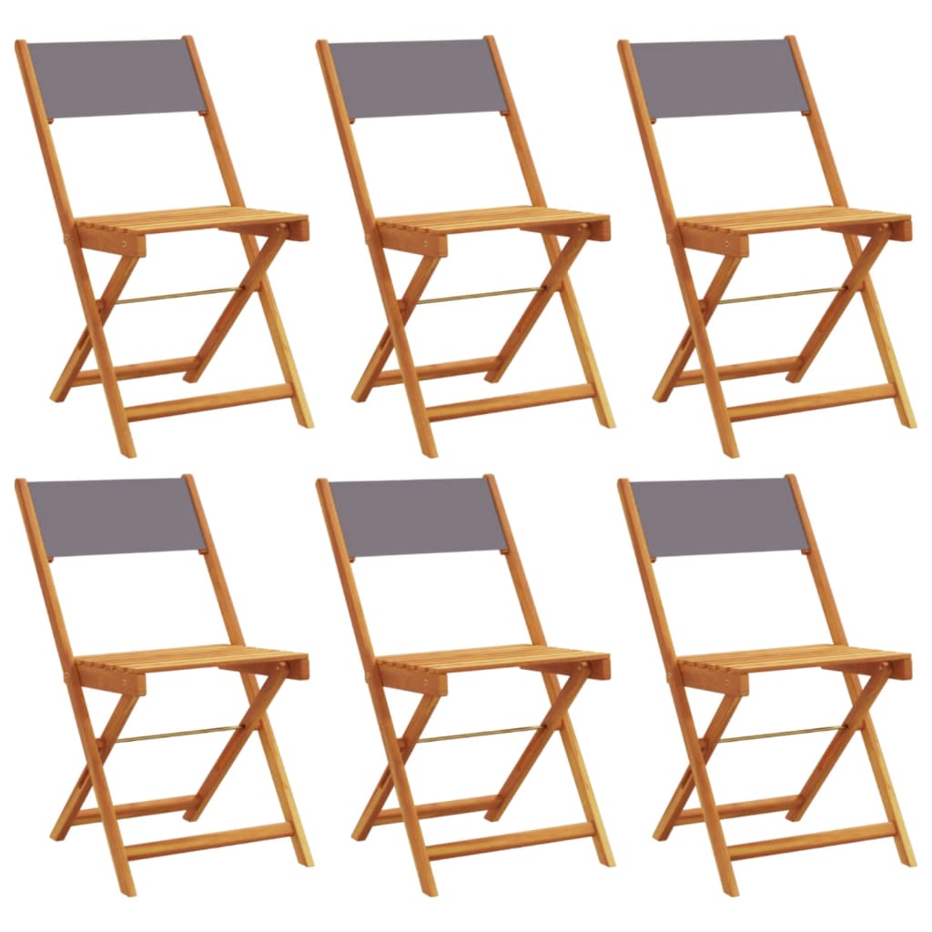 Folding Garden Chairs 6 pcs Anthracite Fabric and Solid Wood