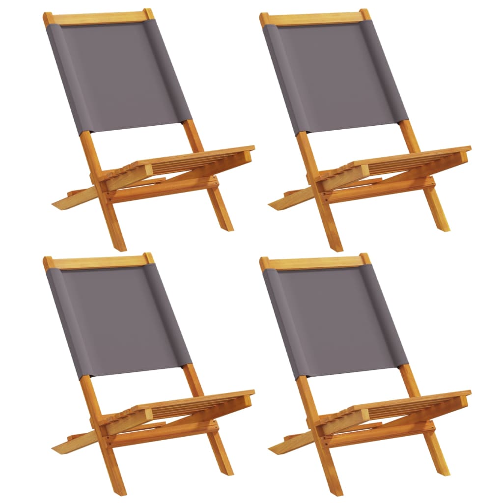 Folding Garden Chairs 4 pcs Anthracite Fabric and Solid Wood