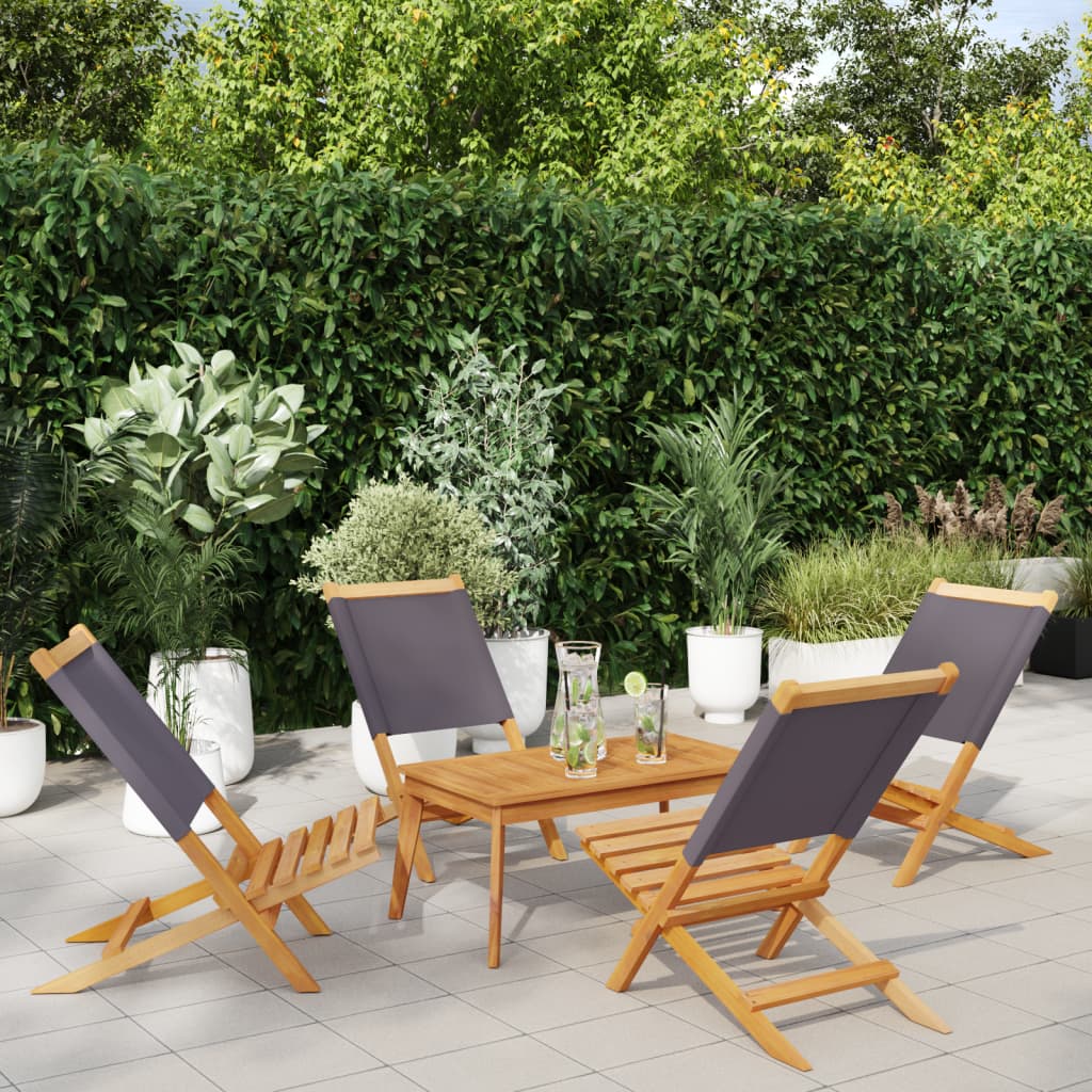 Folding Garden Chairs 4 pcs Anthracite Fabric and Solid Wood