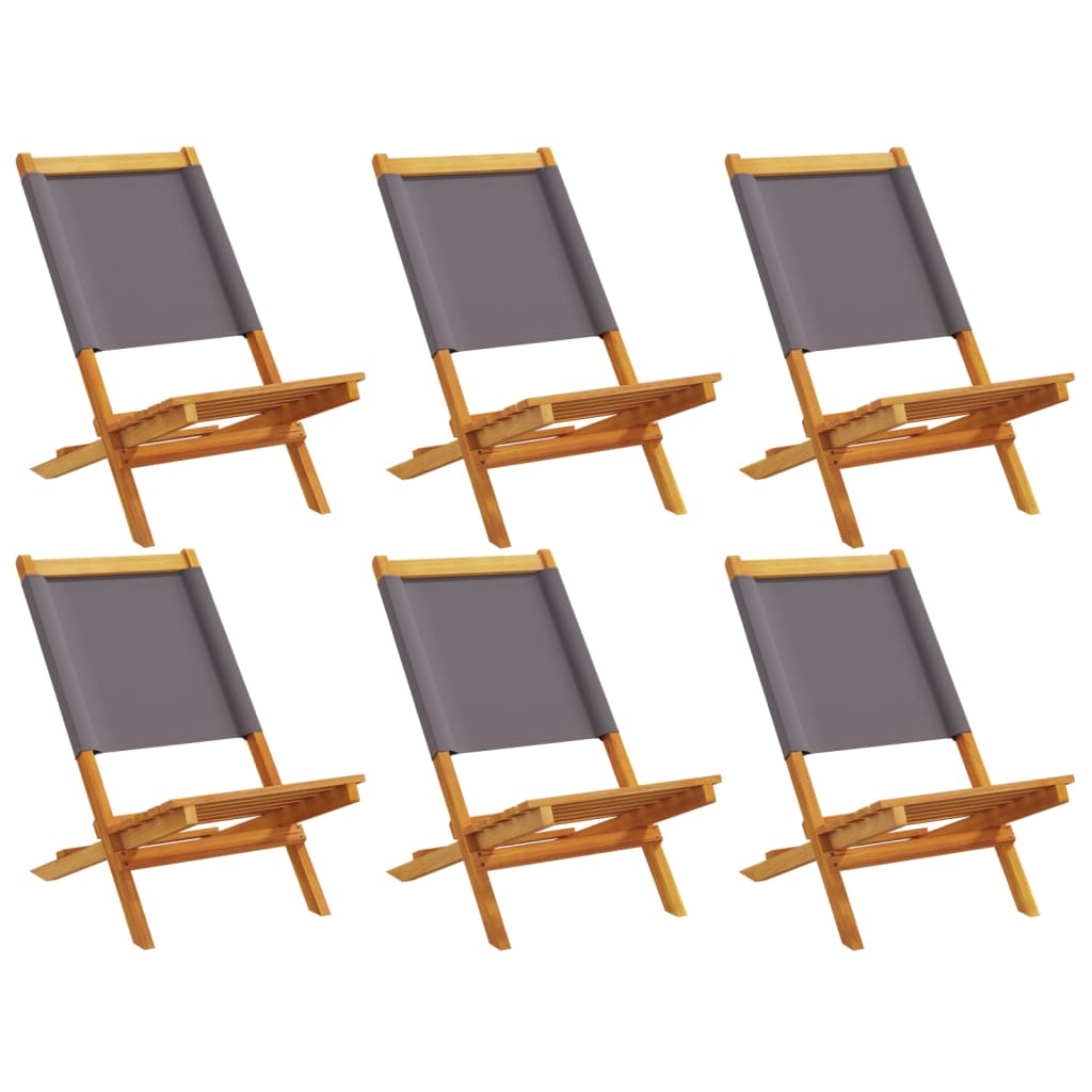 Folding Garden Chairs 6 pcs Anthracite Fabric and Solid Wood