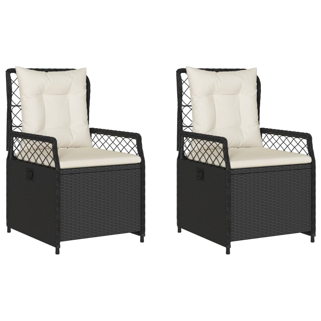 Reclining Garden Chairs 2 pcs Black Poly Rattan