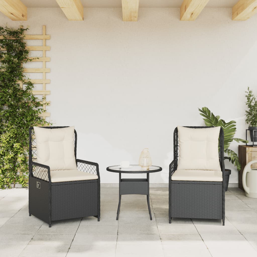 Reclining Garden Chairs 2 pcs Black Poly Rattan