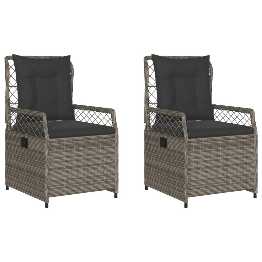 Reclining Garden Chairs 2 pcs Grey Poly Rattan