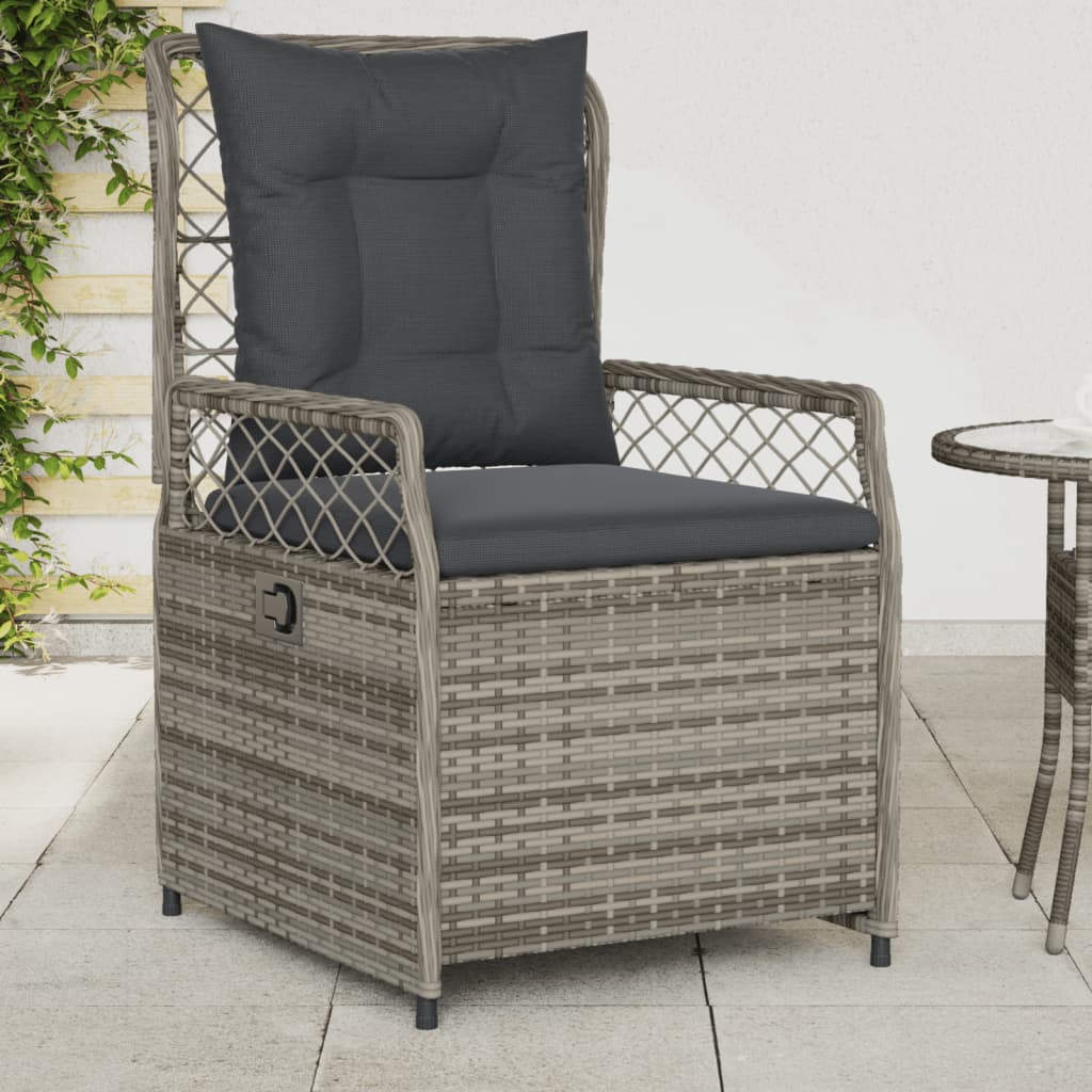 Reclining Garden Chairs 2 pcs Grey Poly Rattan