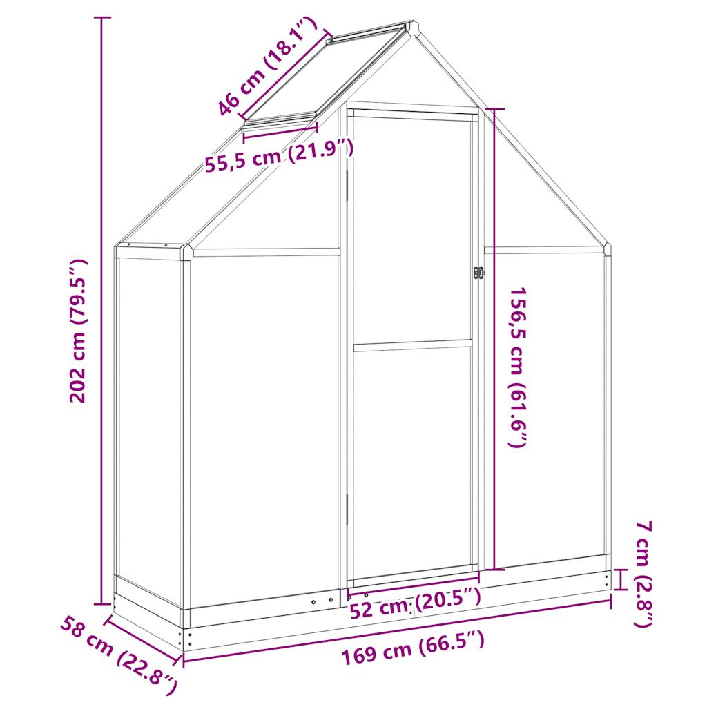 Greenhouse with Base Frame Anthracite 169x58x202 cm Aluminium