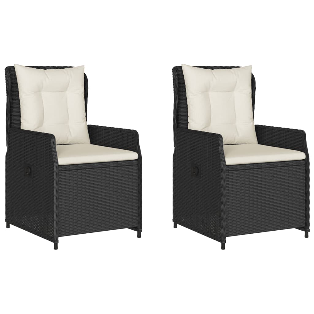 Reclining Garden Chairs 2 pcs Black Poly Rattan