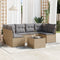 7 Piece Garden Sofa Set with Cushions Beige Poly Rattan